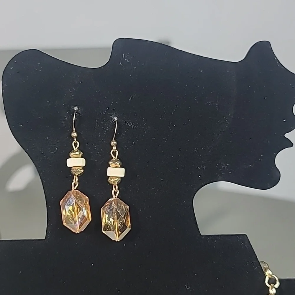 Sophis & Kate Gold and Brown Beaded Necklace and Earring Set